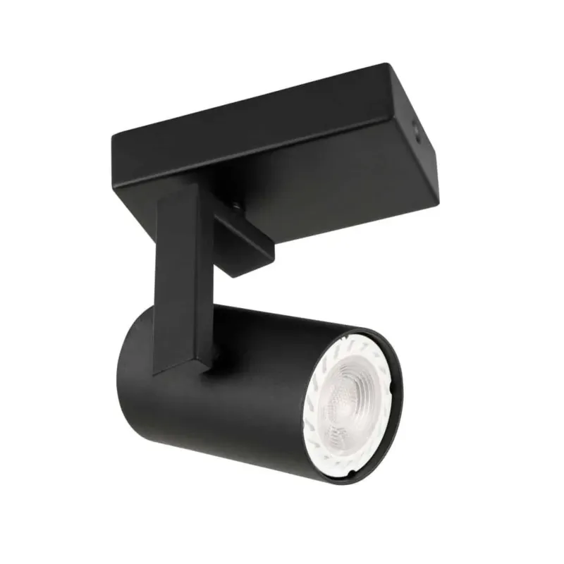 Bezpieczne zakupy Reflektor sufitowy metalowy czarny regulowany SPL-2846-1 BL z serii Mola - Lampy Italux
